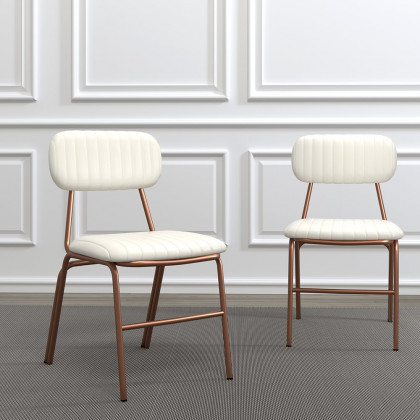 HMR Modern Dining Chairs with Faux Leather Upholstery (Set of 2) - White