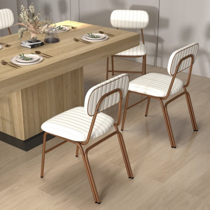 HMR Modern Dining Chairs with Faux Leather Upholstery (Set of 2) - White
