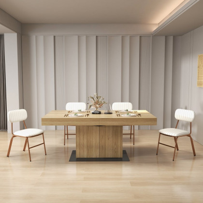 HMR Modern Dining Chairs with Faux Leather Upholstery (Set of 2) - White