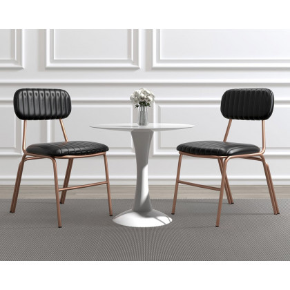 HMR Modern Dining Chairs with Faux Leather Upholstery (Set of 2) - Black