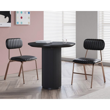 HMR Modern Dining Chairs with Faux Leather Upholstery (Set of 2) - Black