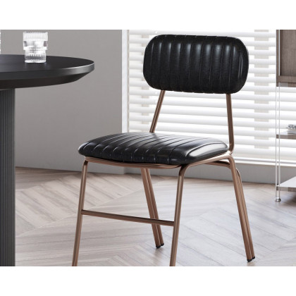HMR Modern Dining Chairs with Faux Leather Upholstery (Set of 2) - Black