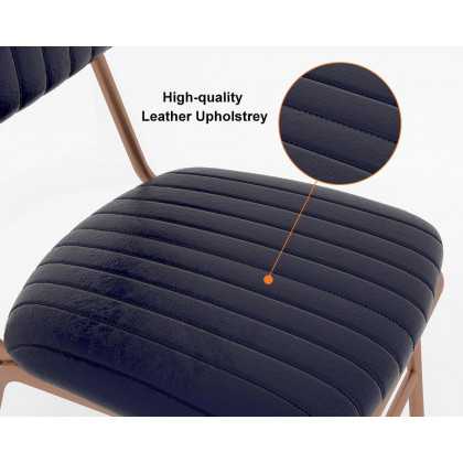 HMR Modern Dining Chairs with Faux Leather Upholstery (Set of 2) - Black
