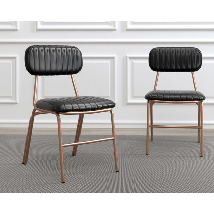 HMR Modern Dining Chairs with Faux Leather Upholstery (Set of 2) - Black