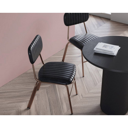 HMR Modern Dining Chairs with Faux Leather Upholstery (Set of 2) - Black