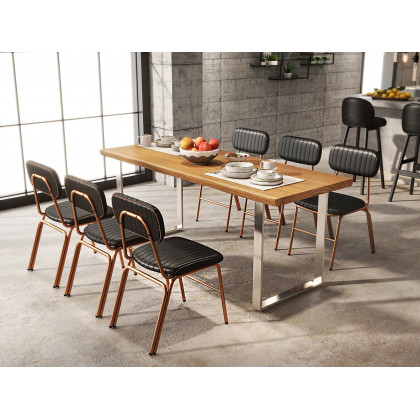 HMR Modern Dining Chairs with Faux Leather Upholstery (Set of 2) - Black