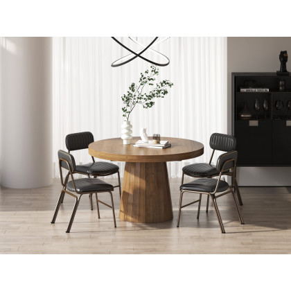 HMR Modern Dining Chairs with Faux Leather Upholstery (Set of 2) - Black