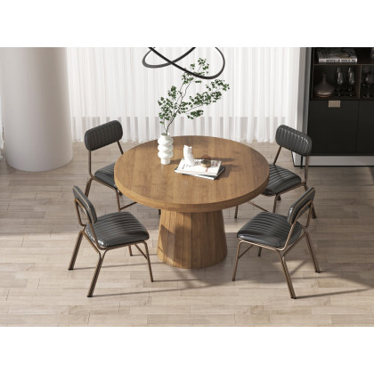 HMR Modern Dining Chairs with Faux Leather Upholstery (Set of 2) - Black