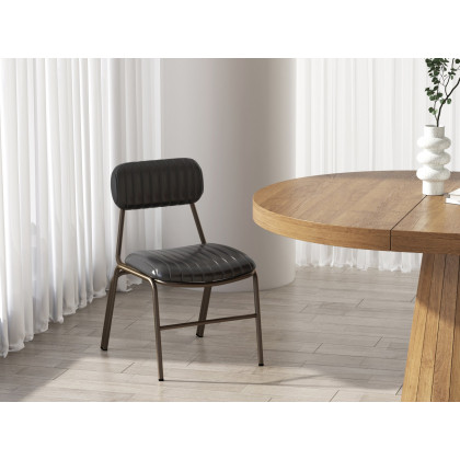 HMR Modern Dining Chairs with Faux Leather Upholstery (Set of 2) - Black