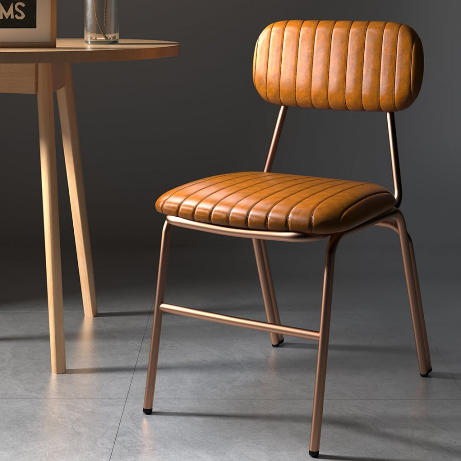 HMR Modern Dining Chairs with Faux Leather Upholstery (Set of 2) - Brown