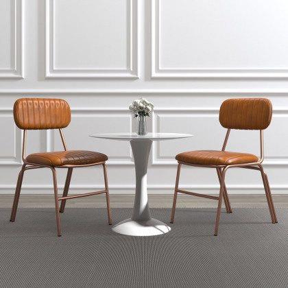 HMR Modern Dining Chairs with Faux Leather Upholstery (Set of 2) - Brown