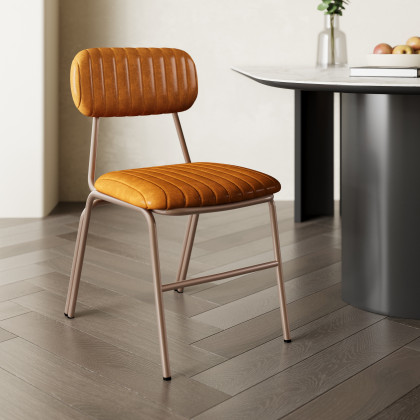 HMR Modern Dining Chairs with Faux Leather Upholstery (Set of 2) - Brown