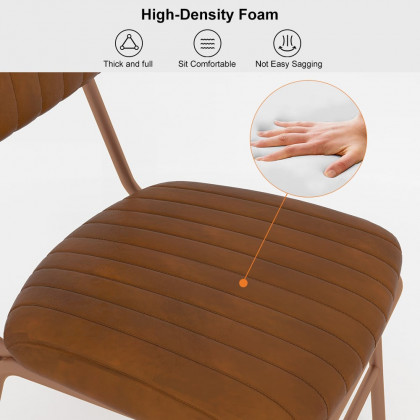 HMR Modern Dining Chairs with Faux Leather Upholstery (Set of 2) - Brown