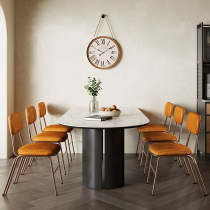 HMR Modern Dining Chairs with Faux Leather Upholstery (Set of 2) - Brown