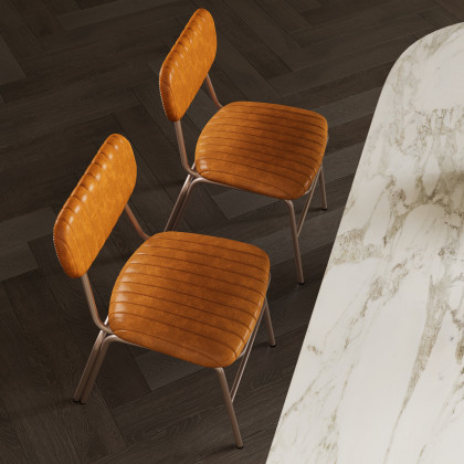 HMR Modern Dining Chairs with Faux Leather Upholstery (Set of 2) - Brown
