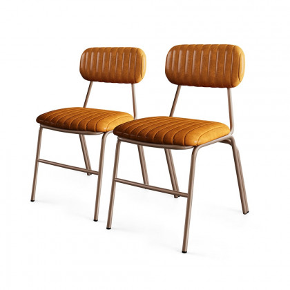 HMR Modern Dining Chairs with Faux Leather Upholstery (Set of 2) - Brown