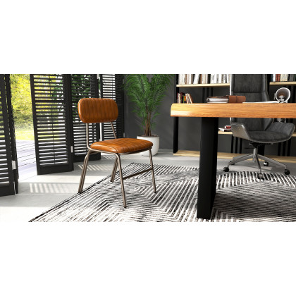 HMR Modern Dining Chairs with Faux Leather Upholstery (Set of 2) - Brown
