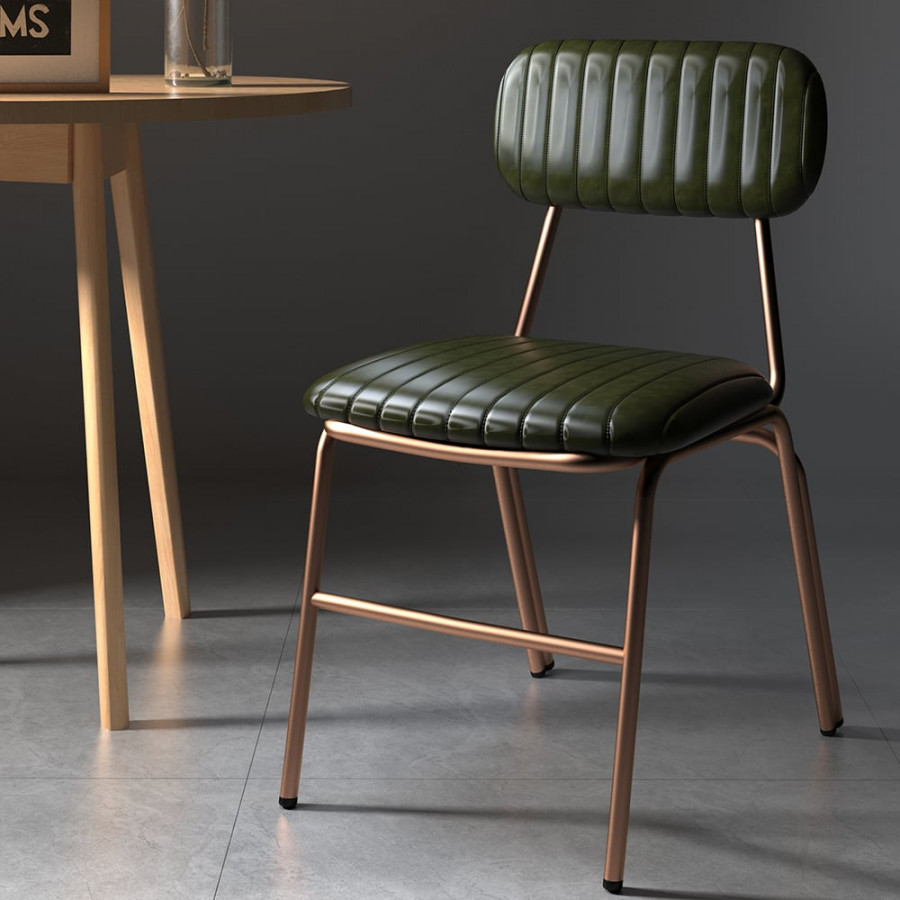 HMR Modern Dining Chairs with Faux Leather Upholstery (Set of 2) - Green