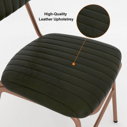 HMR Modern Dining Chairs with Faux Leather Upholstery (Set of 2) - Green