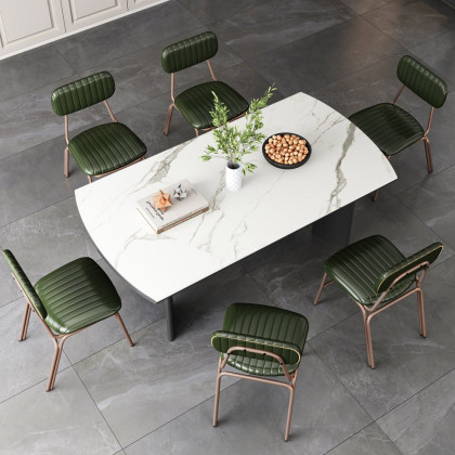 HMR Modern Dining Chairs with Faux Leather Upholstery (Set of 2) - Green