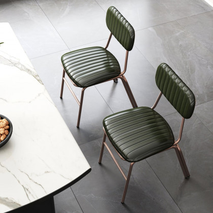 HMR Modern Dining Chairs with Faux Leather Upholstery (Set of 2) - Green