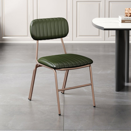 HMR Modern Dining Chairs with Faux Leather Upholstery (Set of 2) - Green