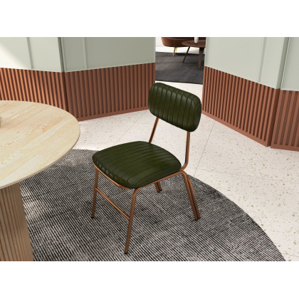 HMR Modern Dining Chairs with Faux Leather Upholstery (Set of 2) - Green