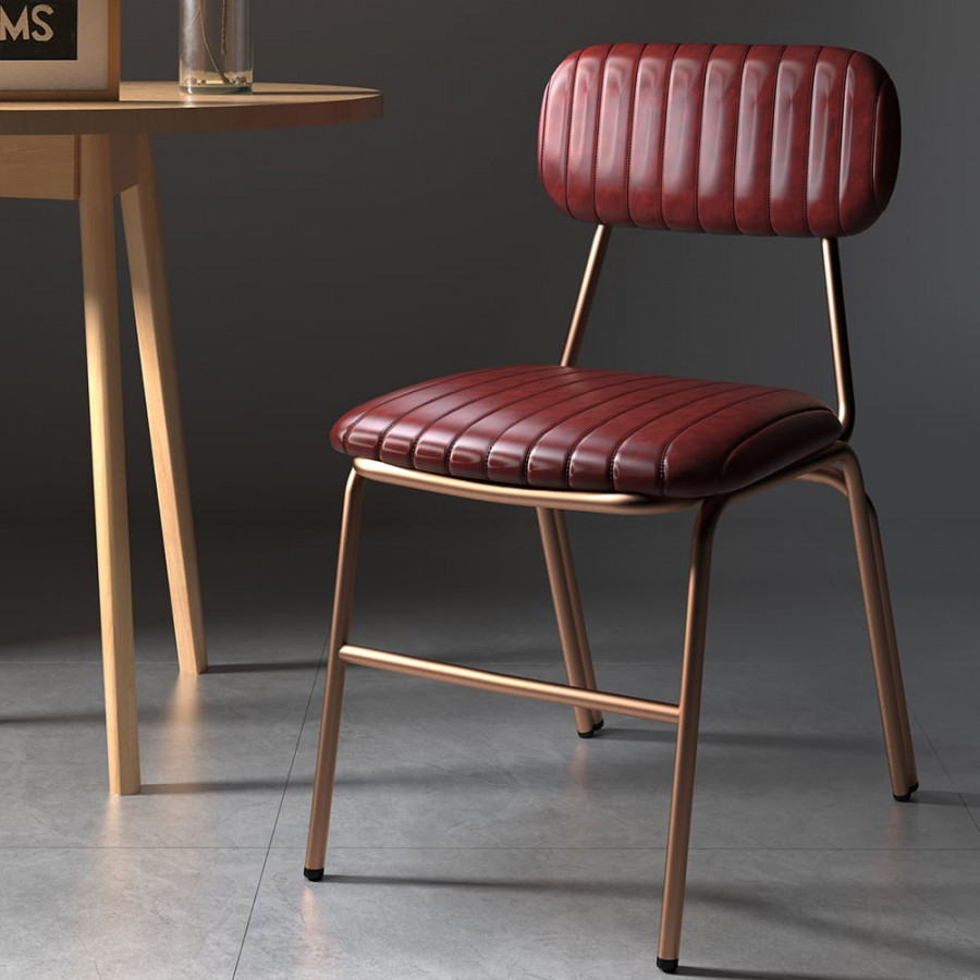 HMR Modern Dining Chairs with Faux Leather Upholstery (Set of 2) - Wine Red