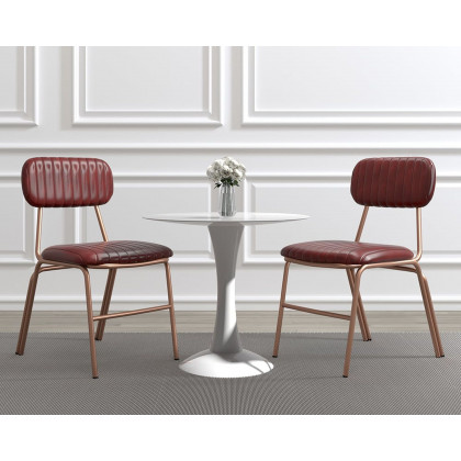 HMR Modern Dining Chairs with Faux Leather Upholstery (Set of 2) - Wine Red