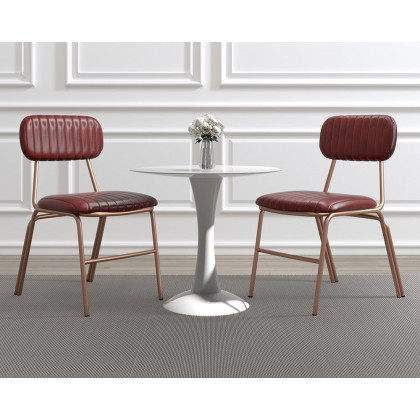 HMR Modern Dining Chairs with Faux Leather Upholstery (Set of 2) - Wine Red