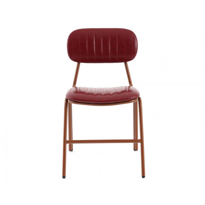 HMR Modern Dining Chairs with Faux Leather Upholstery (Set of 2) - Wine Red