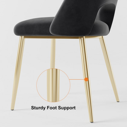 HMR Set of 2 Mid-Century Modern Dining Chairs Velvet Upholstery - Black
