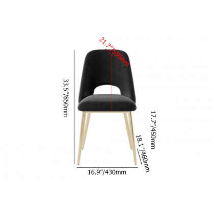 HMR Set of 2 Mid-Century Modern Dining Chairs Velvet Upholstery - Black