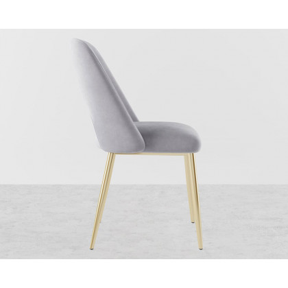 HMR Set of 2 Mid-Century Modern Dining Chairs Velvet Upholstery - Gray