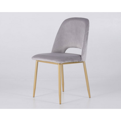 HMR Set of 2 Mid-Century Modern Dining Chairs Velvet Upholstery - Gray