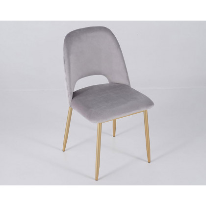 HMR Set of 2 Mid-Century Modern Dining Chairs Velvet Upholstery - Gray