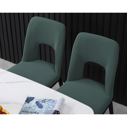 HMR Modern Dining Chair (Set of 2) - Green/Black, Carbon Steel