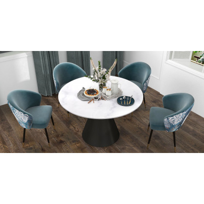 HMR Modern Dining Chairs with Velvet Upholstery - Greenish Blue, 1-Piece