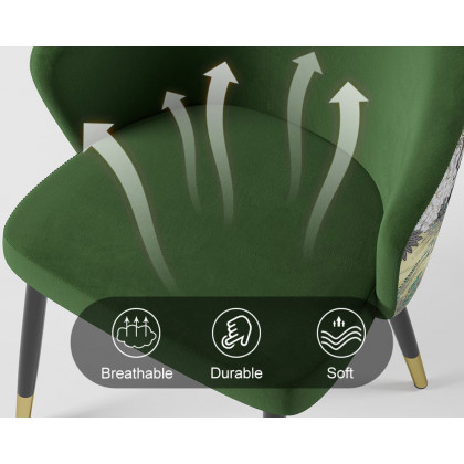 HMR Modern Dining Chairs with Velvet Upholstery - Green, 1-Piece