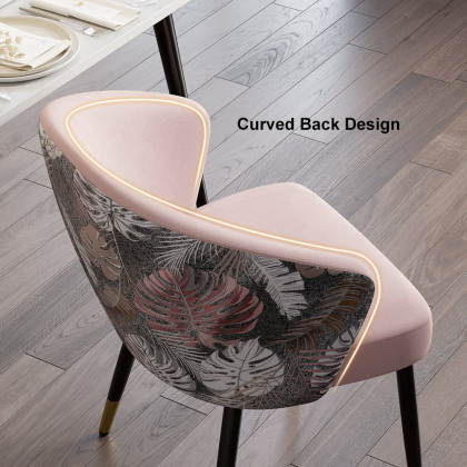 HMR Modern Dining Chairs with Velvet Upholstery - Pink, 1-Piece