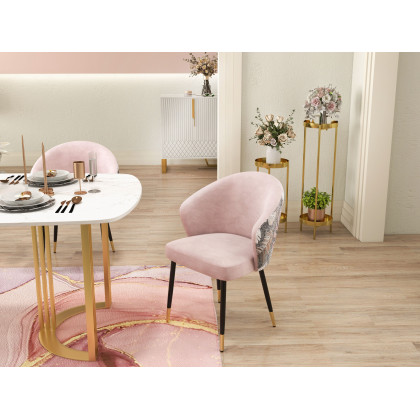 HMR Modern Dining Chairs with Velvet Upholstery - Pink, 1-Piece