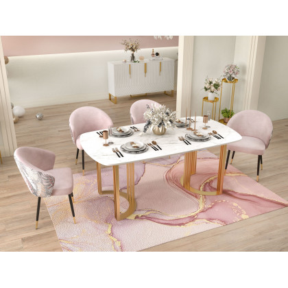 HMR Modern Dining Chairs with Velvet Upholstery - Pink, 1-Piece