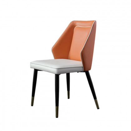 HMR Modern Dining Chairs with PU Leather Upholstery (Set of 2) - White/Orange