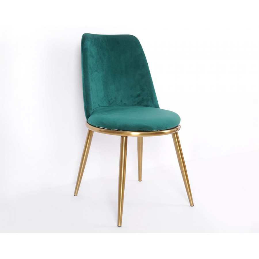 HMR - Modern Upholstered Velvet Dining Chair with High Back (Set of 2) in Green
