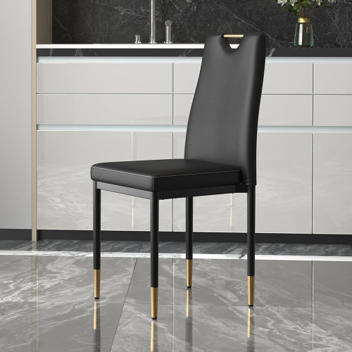 HMR - Modern Upholstered Dining Chair with Carbon Steel Legs (Set of 2) in Black