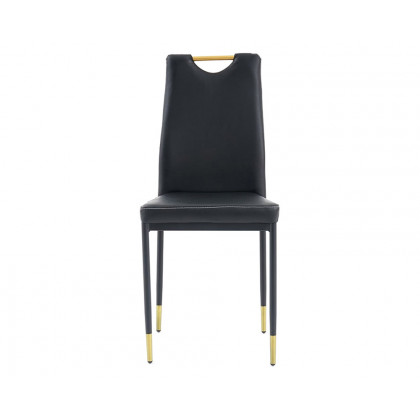 HMR - Modern Upholstered Dining Chair with Carbon Steel Legs (Set of 2) in Black