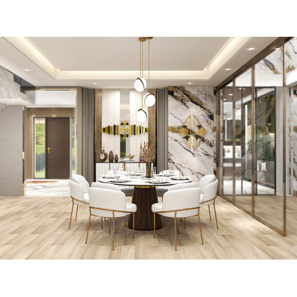 HMR - Linenic Series Modern Dining Chairs with Linen Upholstery