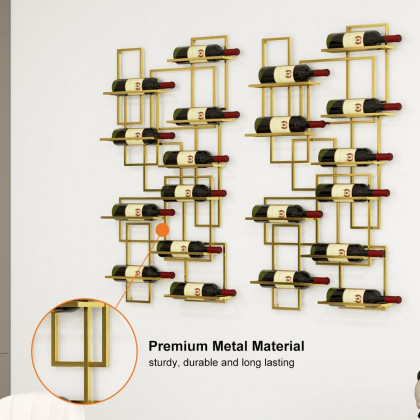 HMR - Modern Geometric Wall Mounted Wine Rack for 10-Bottle
