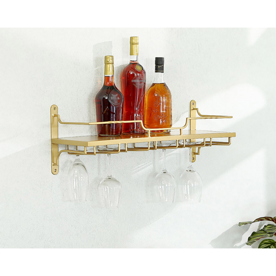 HMR - Nordic Wall Mounted Wine Rack Glass Rack in Gold