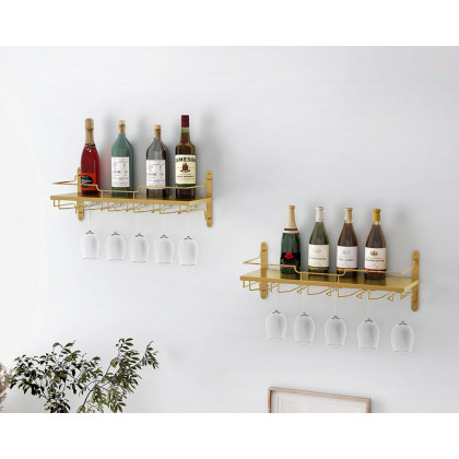HMR - Nordic Wall Mounted Wine Rack Glass Rack in Gold